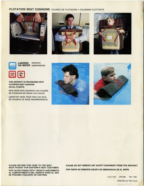 Image: safety information card: Eastern Air Lines, Douglas DC-9-51