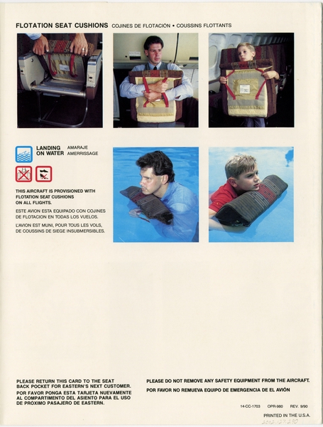 Image: safety information card: Eastern Air Lines, Douglas DC-9-31