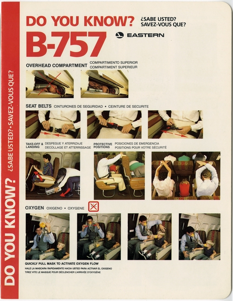 Image: safety information card: Eastern Air Lines, Boeing 757