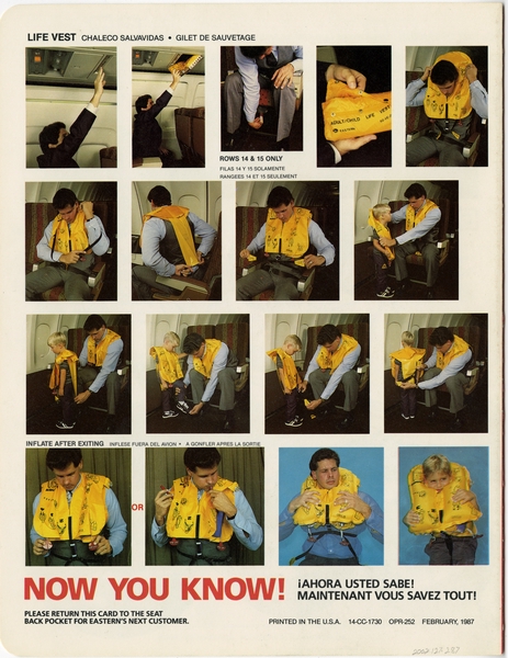 Image: safety information card: Eastern Air Lines, Boeing 757