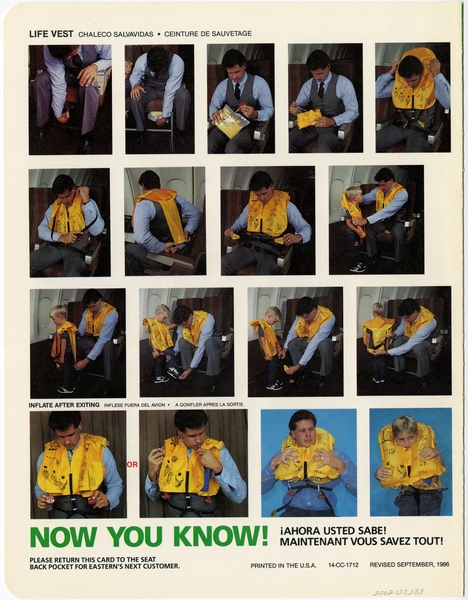 Image: safety information card: Eastern Air Lines, Boeing 727-25