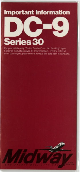 Image: safety information card: Midway, Douglas DC-9 Series 30