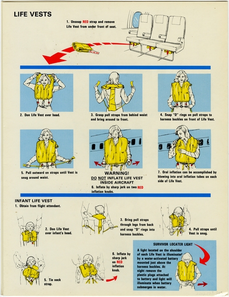 Image: safety information card: Flying Tigers, Douglas DC-8