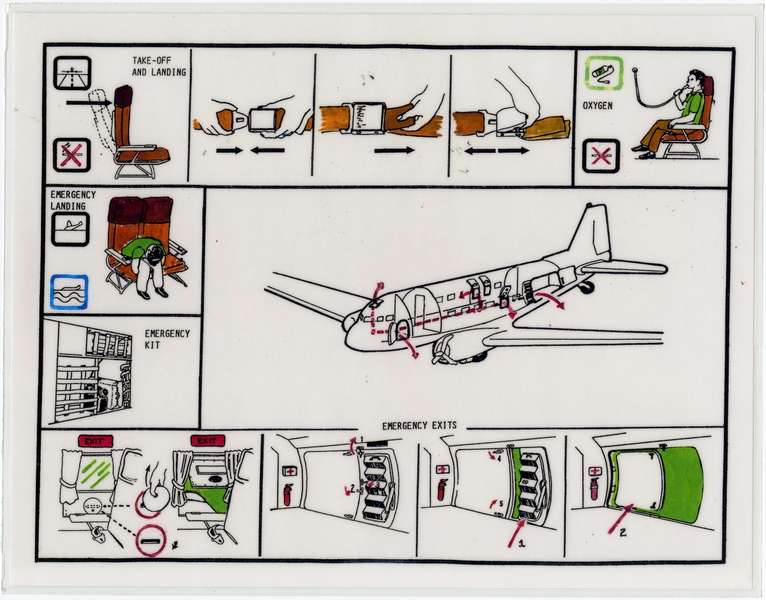 Image: safety information card: Douglas DC-3