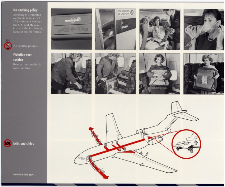 Image: safety information card: Northwest Airlines, Boeing 727-100