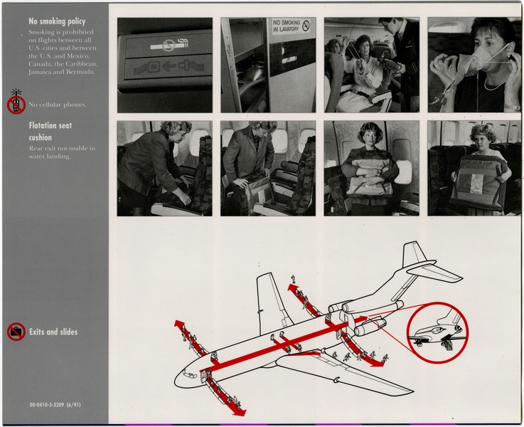 Image: safety information card: Northwest Airlines, Boeing 727-200