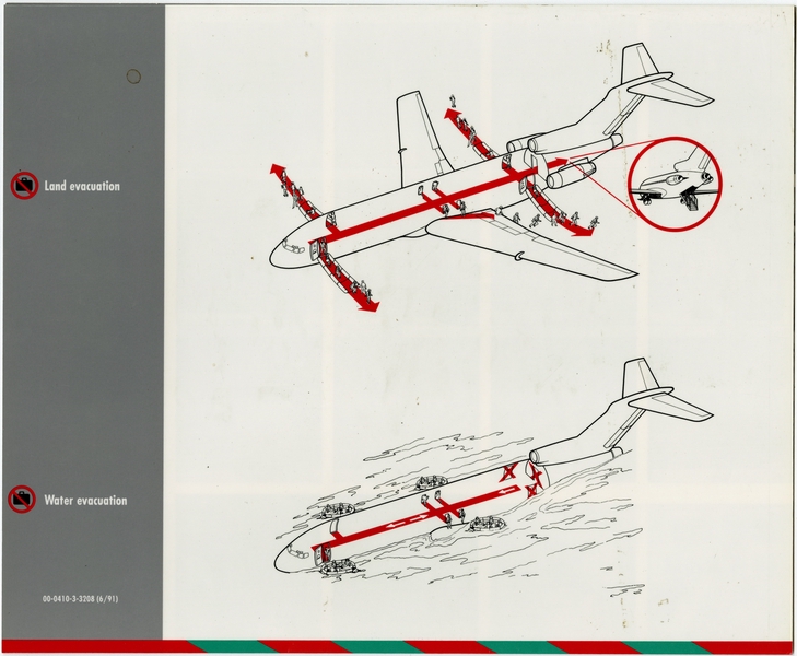 Image: safety information card: Northwest Airlines, Boeing 727-200