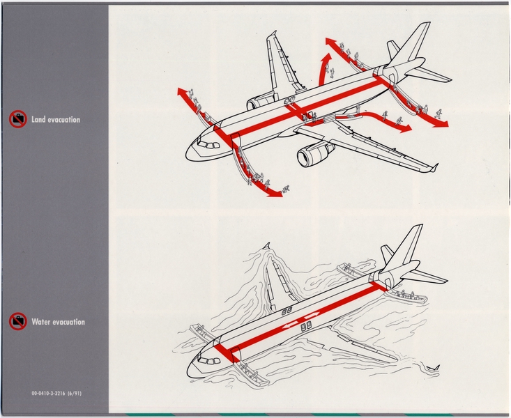Image: safety information card: Northwest Airlines, Airbus A320