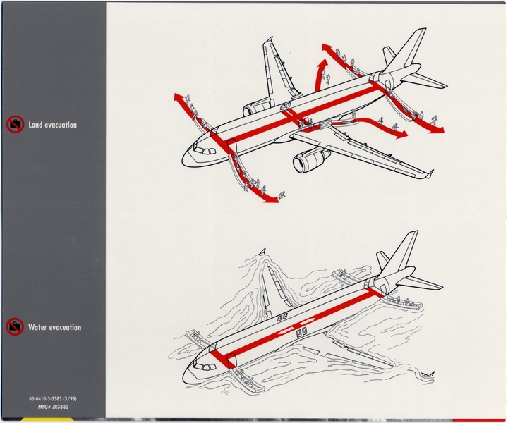 Image: safety information card: Northwest Airlines, Airbus A320