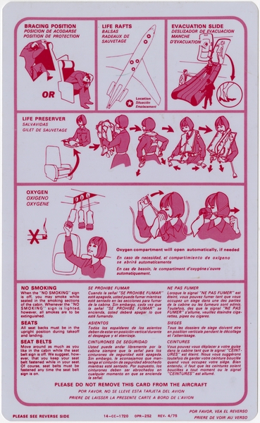 Image: safety information card: Eastern Air Lines, Boeing 727