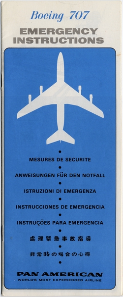Image: safety information card: Pan American World Airways, Boeing 707