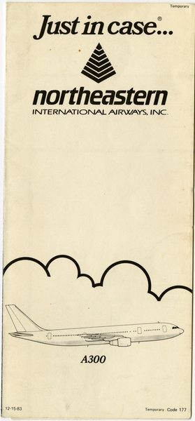 Image: safety information card: Northeast International Airways, Airbus A300