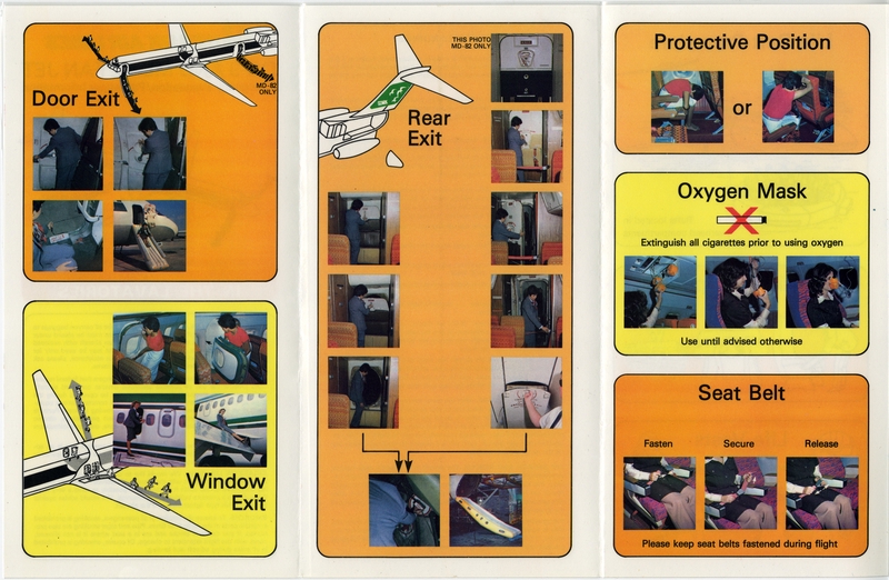 Image: safety information card: Ozark Air Lines, Douglas DC-9 and McDonnell Douglas MD-82