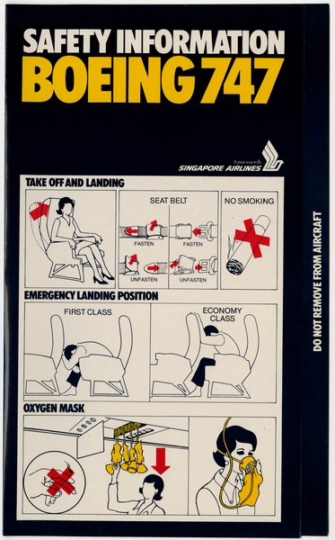 Image: safety information card: Singapore Airlines, Boeing 747