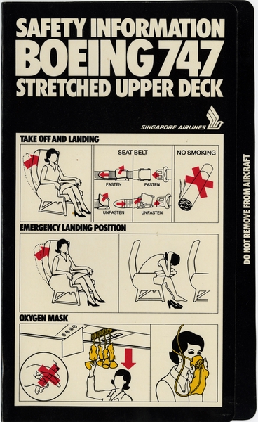 Image: safety information card: Singapore Airlines, Boeing 747