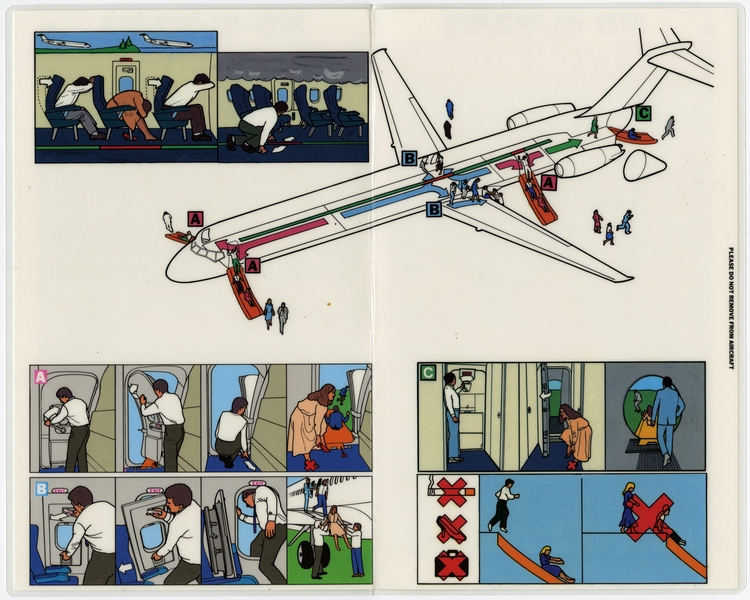 Image: safety information card: Scandinavian Airlines System (SAS), McDonnell Douglas MD-81 / 82 / 83