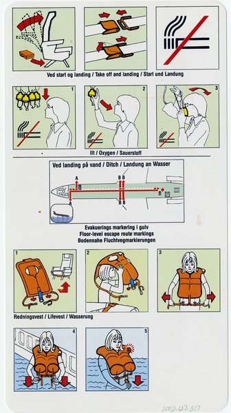 Image: safety information card: Sterling European Airlines, Boeing 727