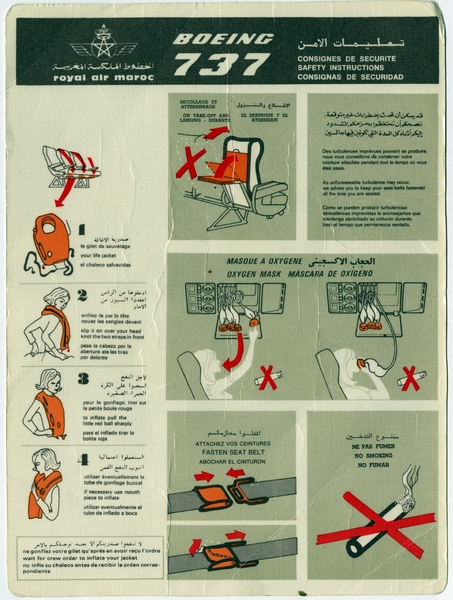Image: safety information card: Royal Air Maroc, Boeing 737