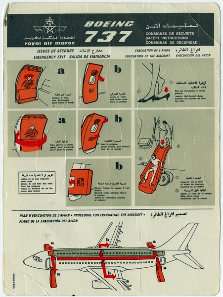 Image: safety information card: Royal Air Maroc, Boeing 737