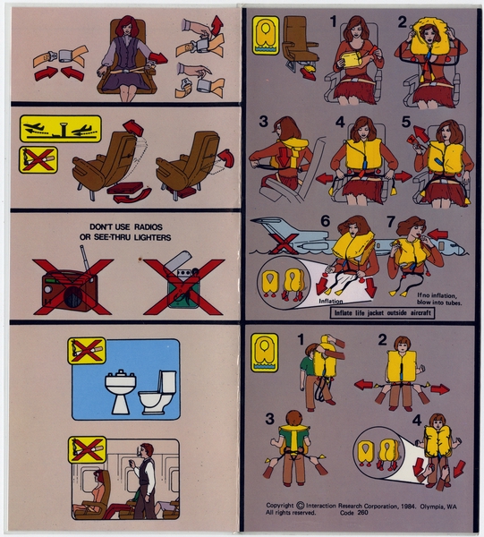 Image: safety information card: Republic Airlines, Boeing 727-200