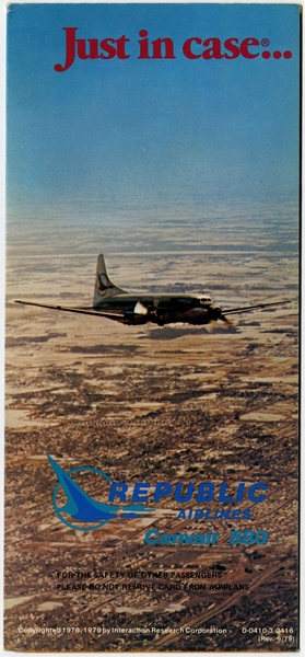 Image: safety information card: Republic Airlines, Convair 580