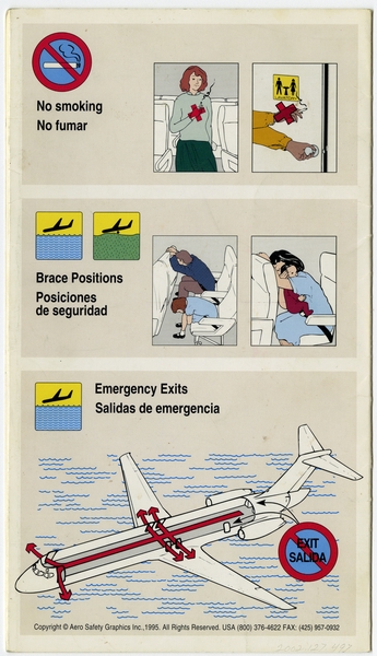 Image: safety information card: Reno Air, McDonnell Douglas MD-82 / 83 / 88