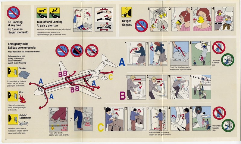 Image: safety information card: Reno Air, McDonnell Douglas MD-82 / 83 / 88