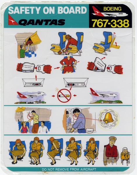 Image: safety information card: Qantas Airways, Boeing 767-338