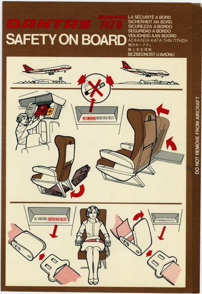 Image: safety information card: Qantas Airways, Boeing 747B