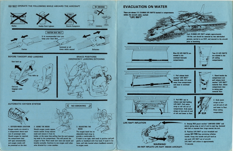 Image: safety information card: Pacific East Air, Douglas DC-8