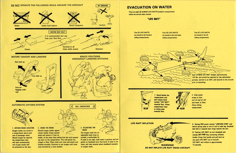 Image: safety information card: Pacific East Air, Douglas DC-8