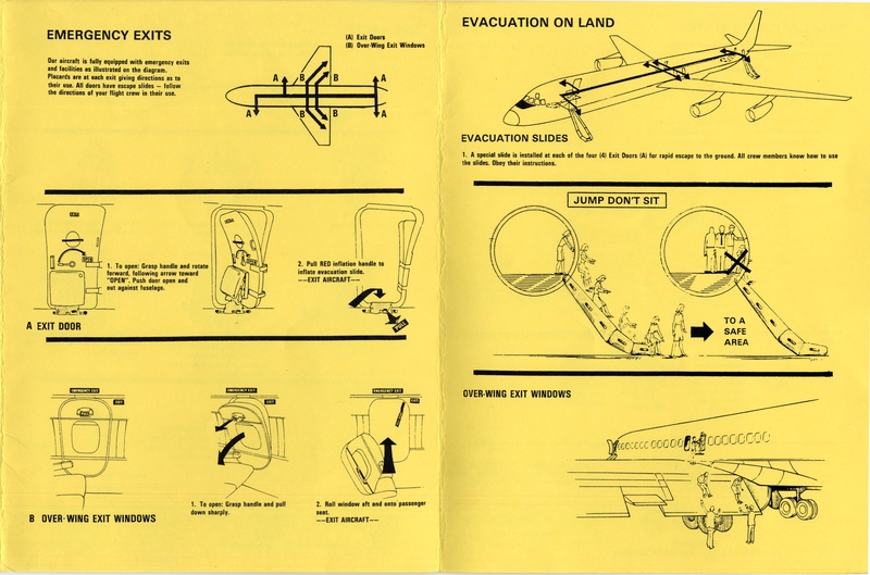 Image: safety information card: Pacific East Air, Douglas DC-8