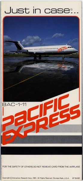 Image: safety information card: Pacific Express, BAC One-Eleven