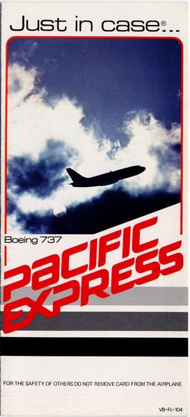 Image: safety information card: Pacific Express, Boeing 737