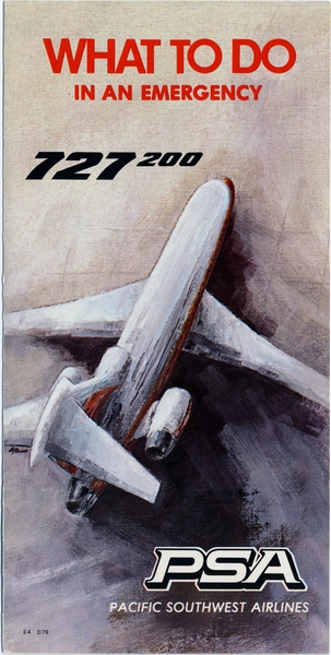 Image: safety information card: Pacific Southwest Airlines (PSA), Boeing 727-200