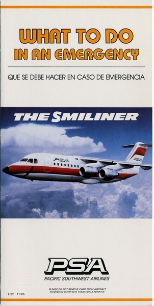 Image: safety information card: Pacific Southwest Airlines (PSA), British Aerospace BAe-146