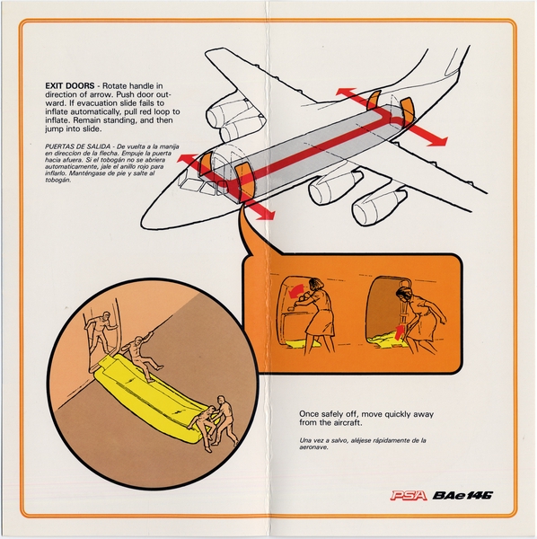 Image: safety information card: Pacific Southwest Airlines (PSA), British Aerospace BAe-146
