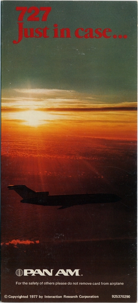 Image: safety information card: Pan American World Airways, Boeing 727