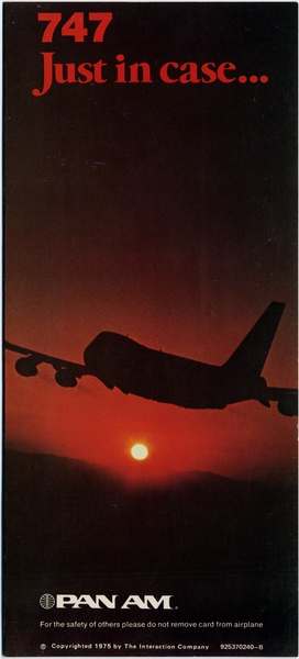 Image: safety information card: Pan American World Airways, Boeing 747