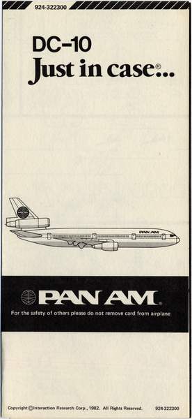 Image: safety information card: Pan American World Airways, McDonnell Douglas DC-10