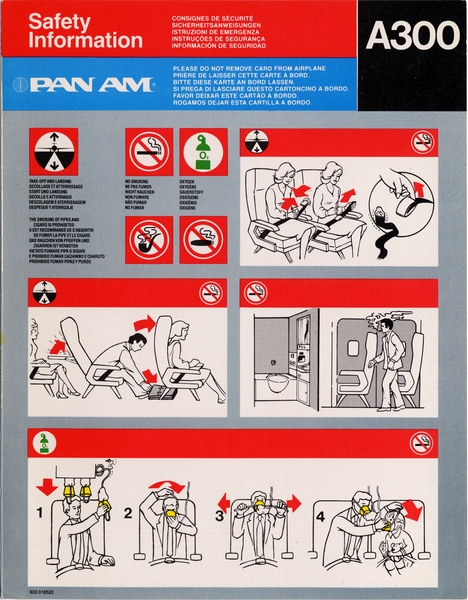 Image: safety information card: Pan American World Airways, Airbus A300