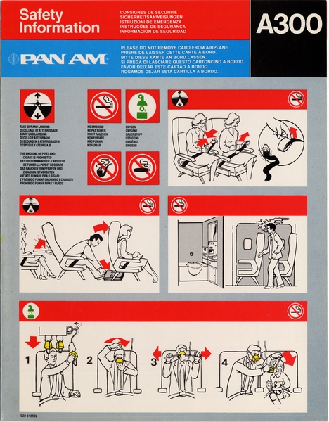 Image: safety information card: Pan American World Airways, Airbus A300