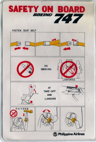 Image: safety information card: Philippine Airlines, Boeing 747
