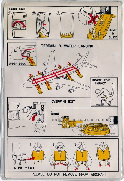 Image: safety information card: Philippine Airlines, Boeing 747