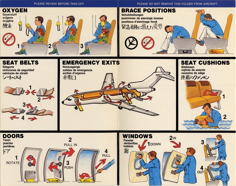 Image: safety information card: Piedmont Airlines, Boeing 727-200
