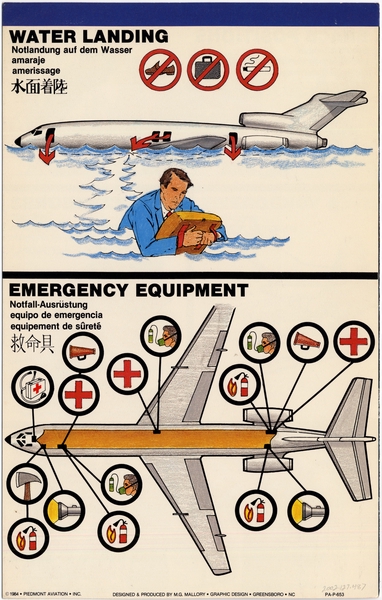 Image: safety information card: Piedmont Airlines, Boeing 727-200