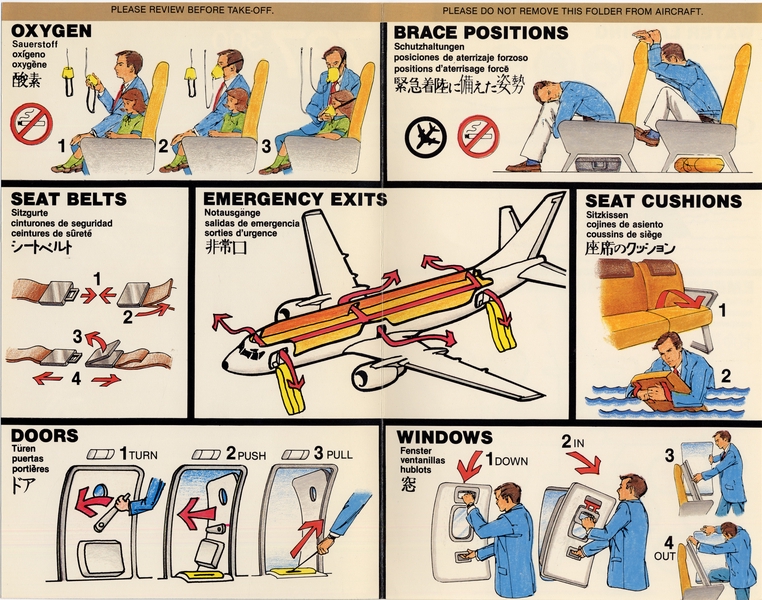 Image: safety information card: Piedmont Airlines, Boeing 737-300
