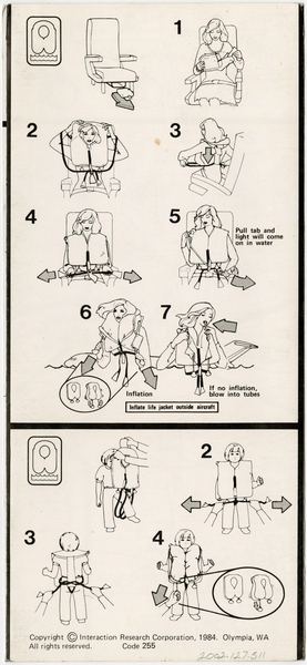 Image: safety information card: Republic Airlines, Boeing 727-200