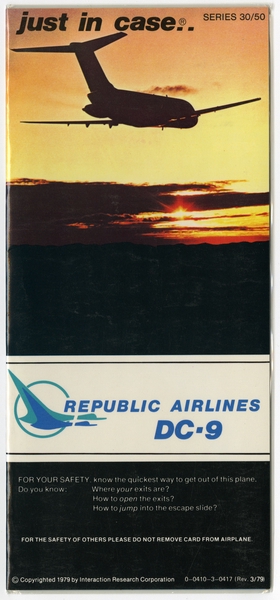 Image: safety information card: Republic Airlines, Douglas DC-9 Series 30/50