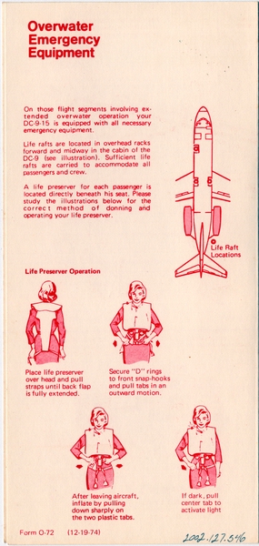 Image: safety information card: Southern Airways, Douglas DC-9-15